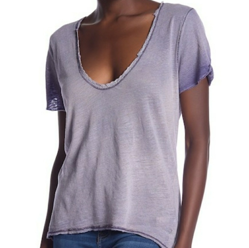 Free People lace trim linen tee